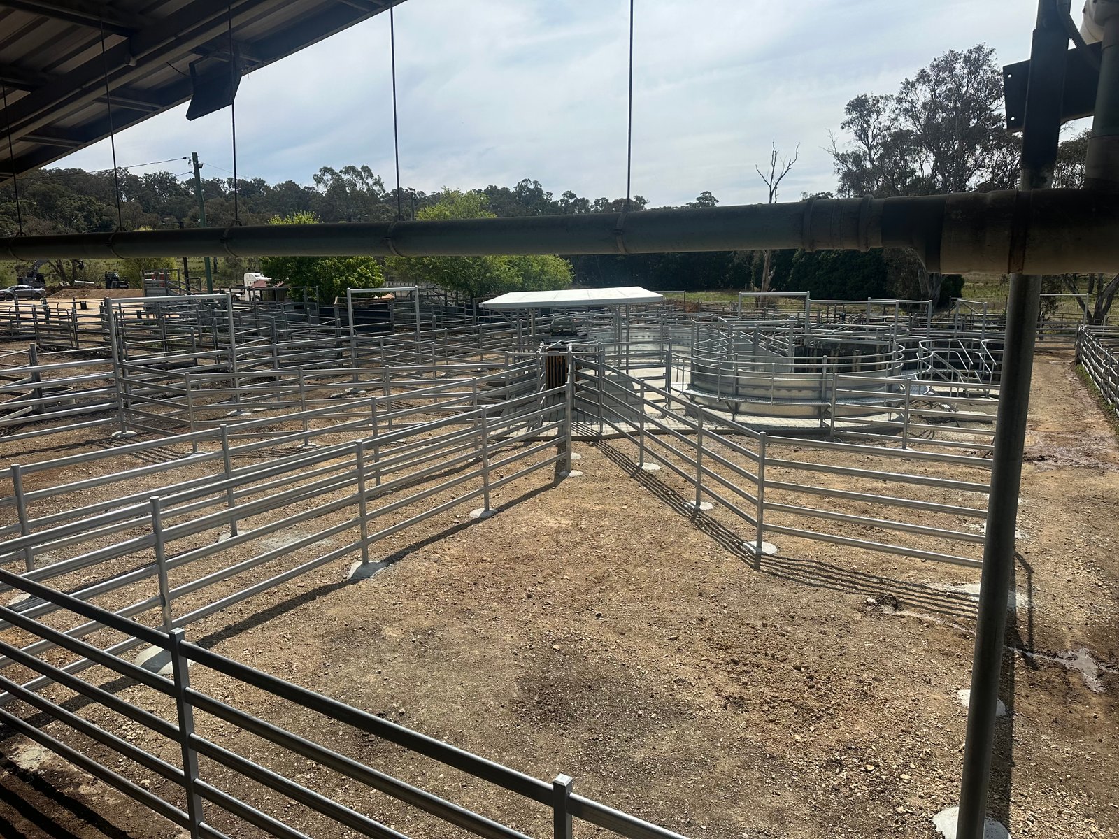 Overhead view of livestock yard system
