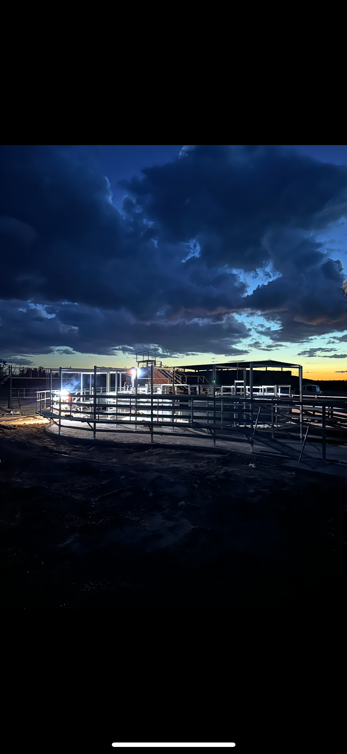 Yards under construction at dusk